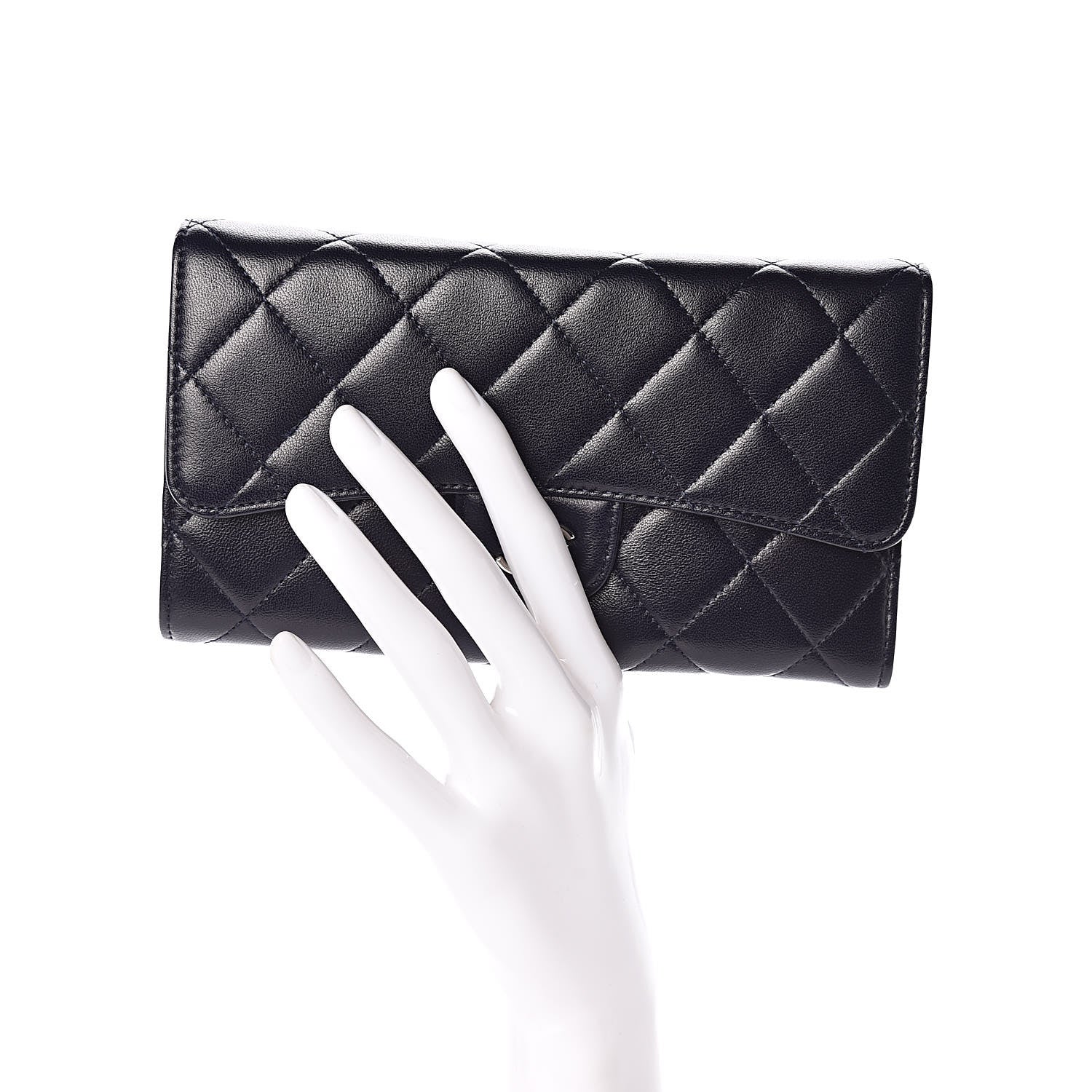 Chanel Lambskin Quilted Large Flap Wallet Navy 2 of 9