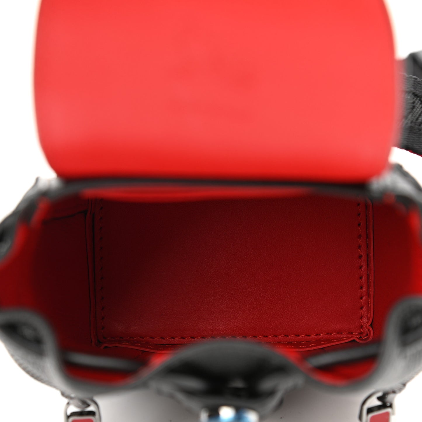 Calfskin Spiked Mini Explorafunk Keyring Bag Black