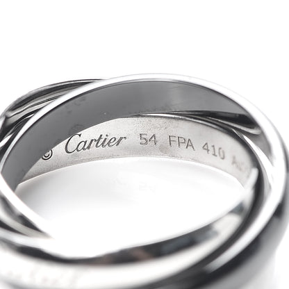 Cartier 18K White Gold Black Ceramic Trinity Ring 54 6.75 4 of 6
