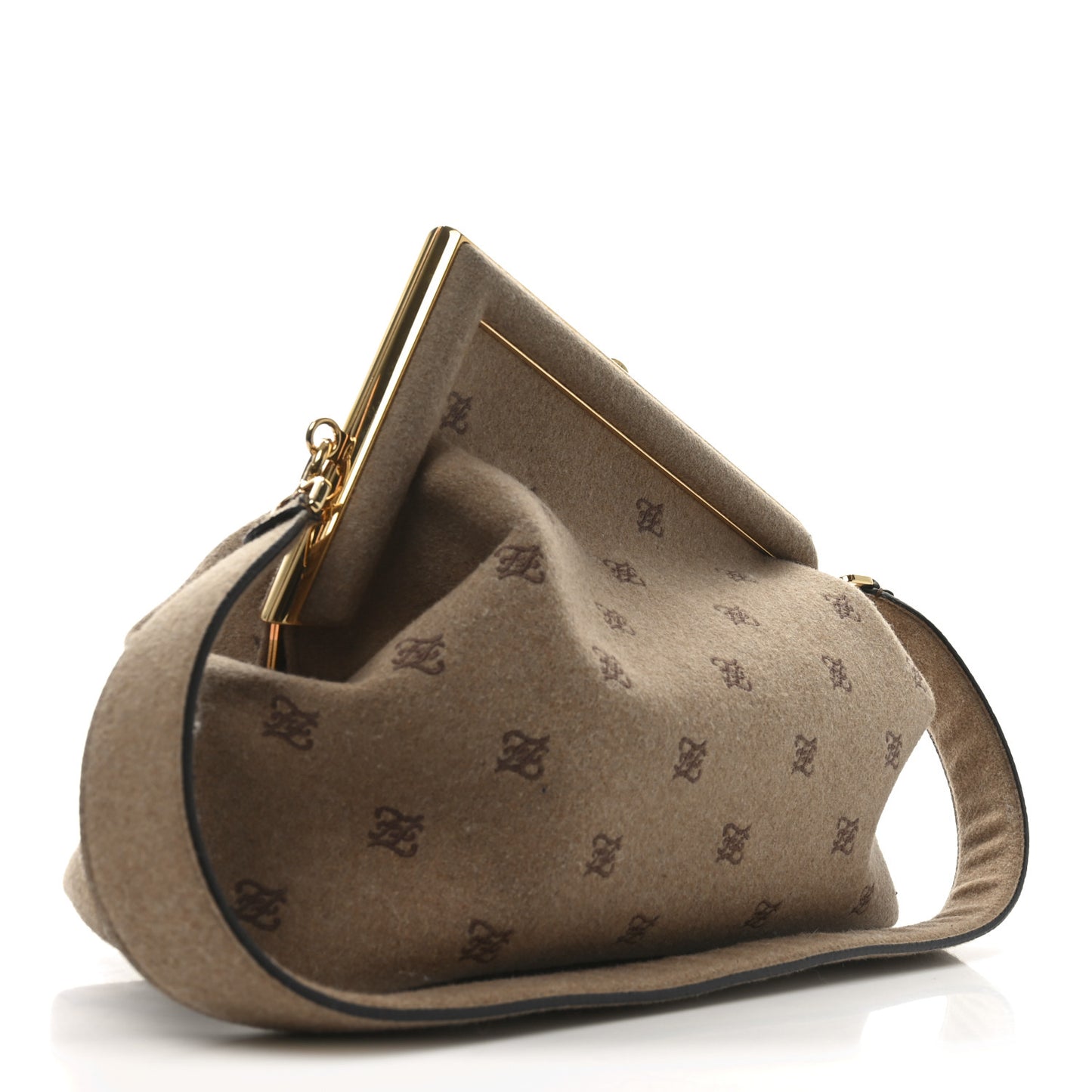Flannel Karligraphy Embroidered Medium Fendi First Camel