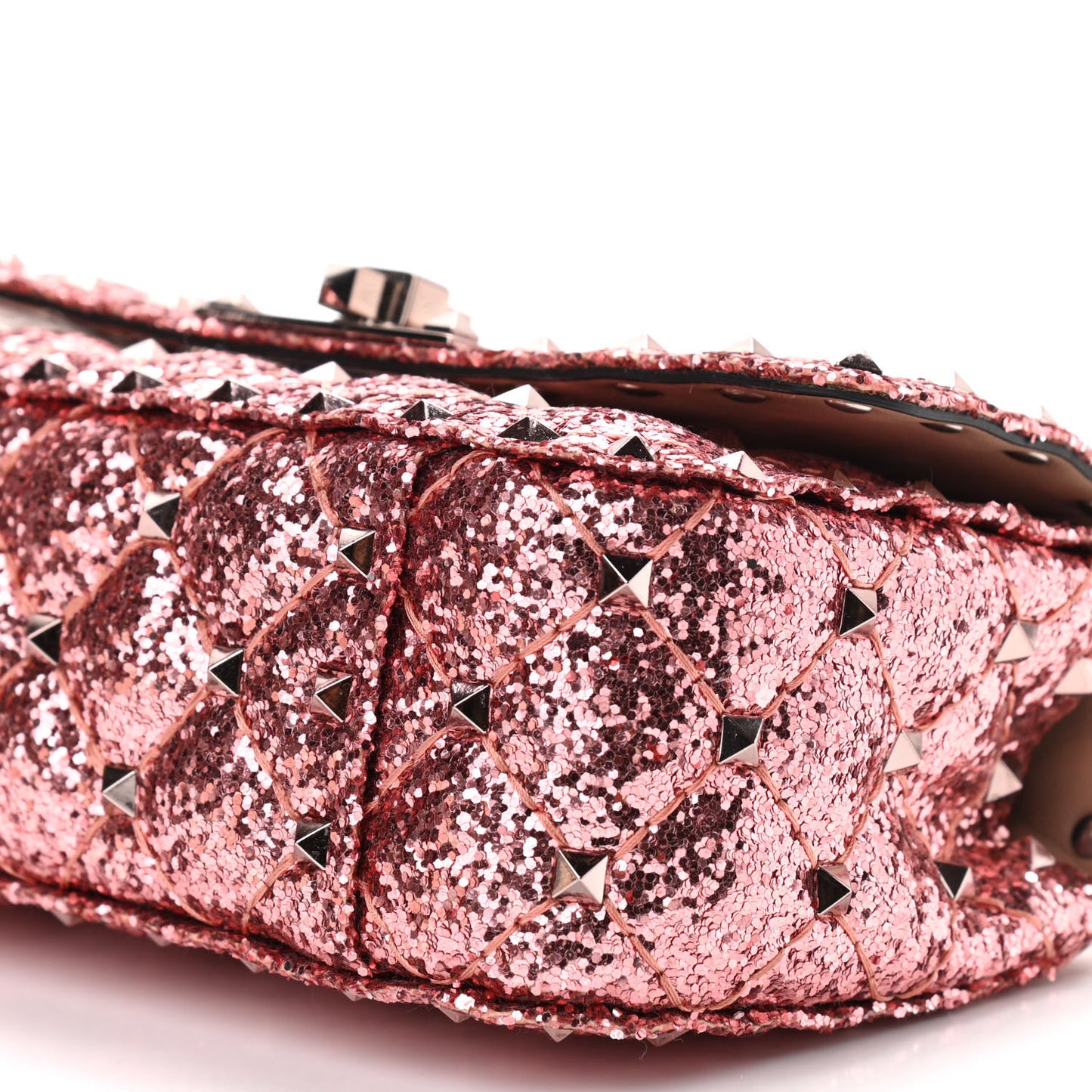 Glitter Mini Rockstud Spike Shoulder Bag Antique Pink