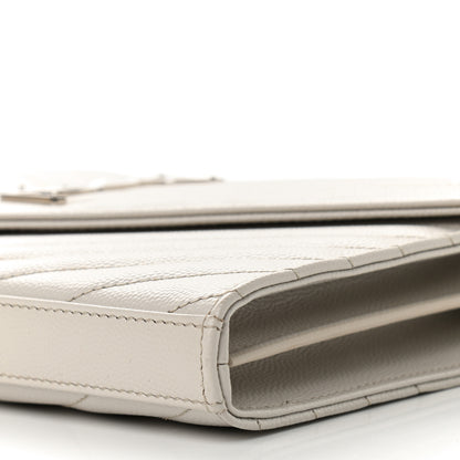 Saint Laurent Grain De Poudre Matelasse Chevron Monogram Chain Wallet Crema Soft 9 of 9