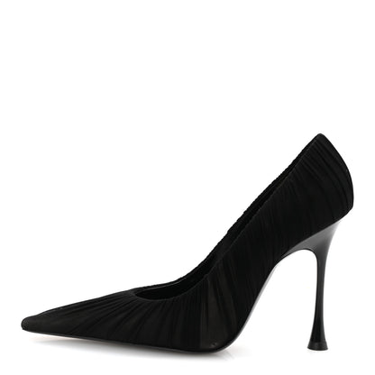 Saint Laurent Ruched Jersey Doville 110 Pump 38.5 Black Innocent Nude 1 of 10