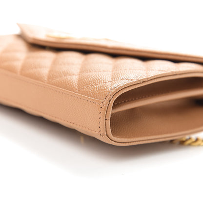 Saint Laurent Grain De Poudre Mixed Matelasse Triquilt Monogram Chain Wallet Cork 7 of 8