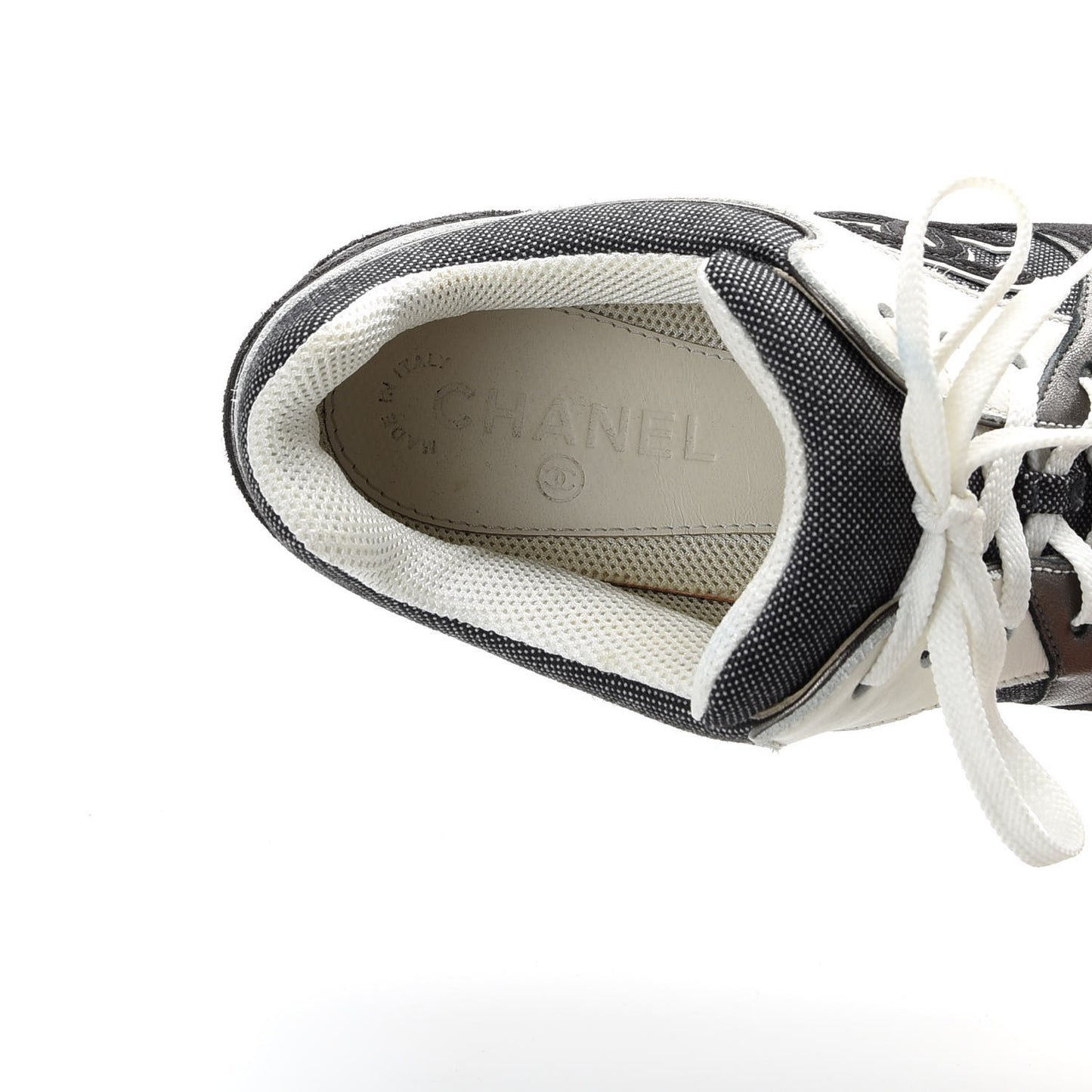 Denim Suede Calfskin CC Sneakers 40 Grey