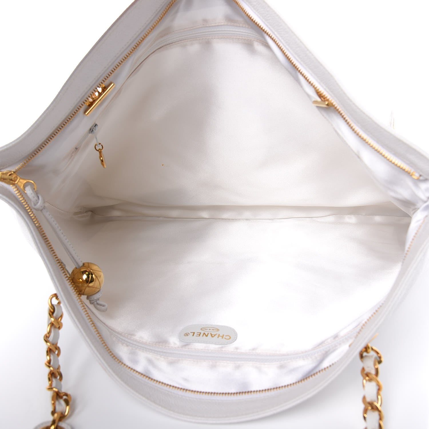 Chanel Caviar Large CC Shoulder Bag White 5 of 16