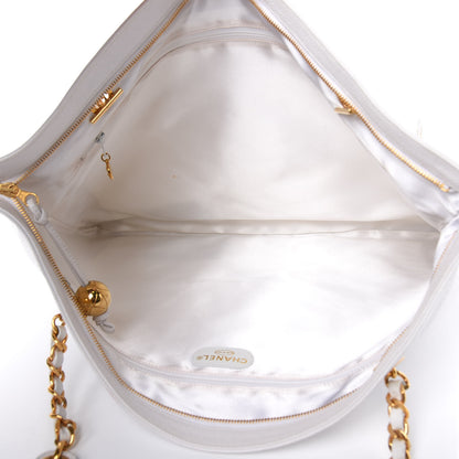 Chanel Caviar Large CC Shoulder Bag White 5 of 16