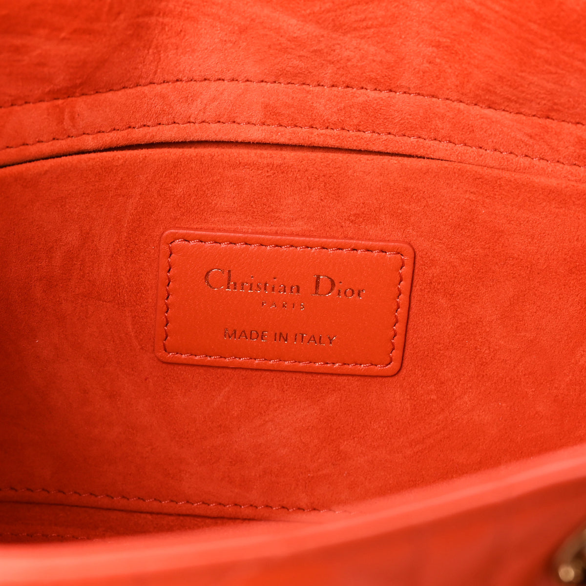 Lambskin Cannage Small Lady D-Joy Orange
