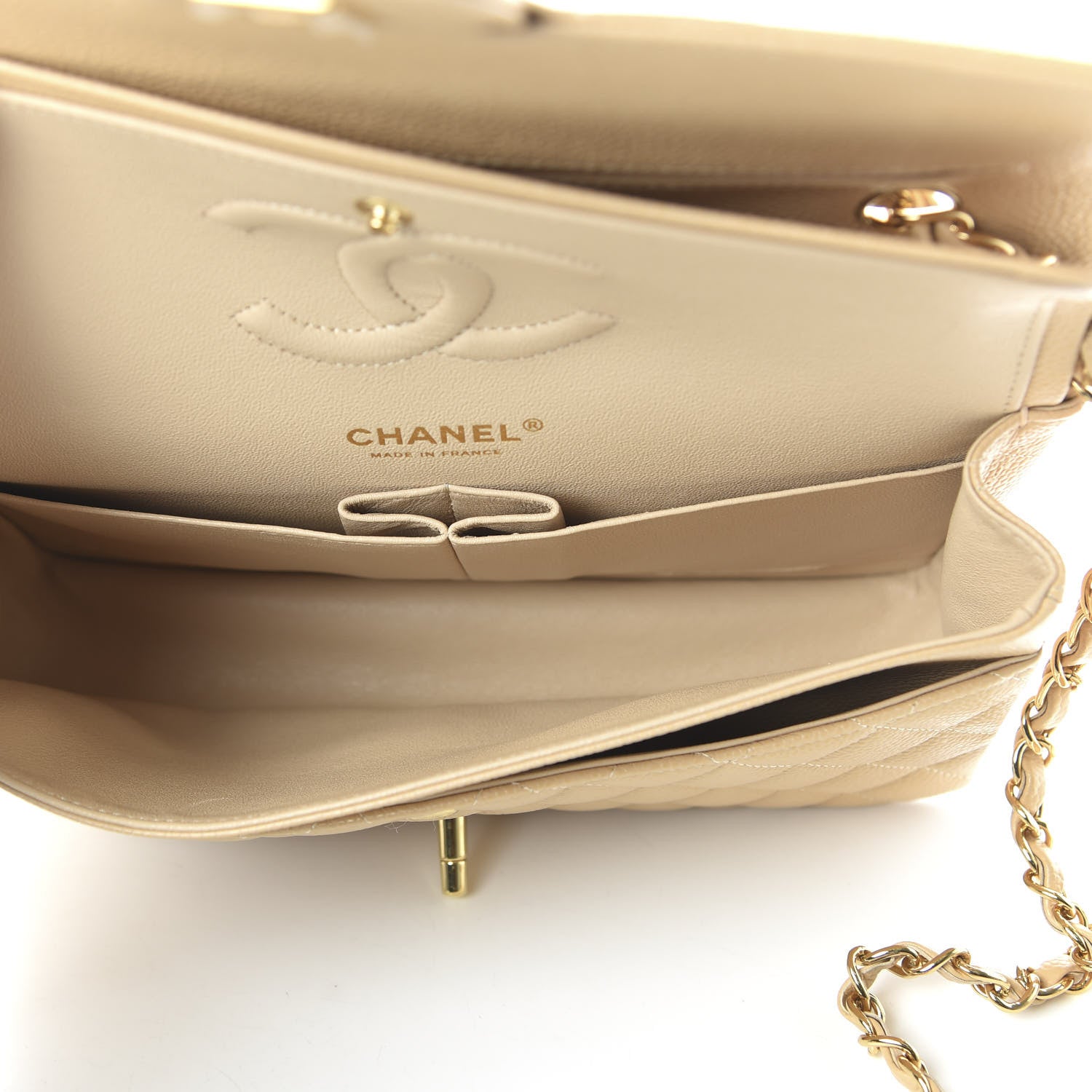 Chanel Caviar Quilted Medium Double Flap Beige 5 of 11