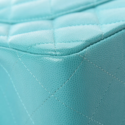 Chanel Caviar Quilted Jumbo Double Flap Turquoise 12 of 13