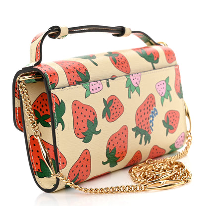 Gucci Calfskin Strawberry Print Mini Zumi Shoulder Bag Ivory Red 3 of 12
