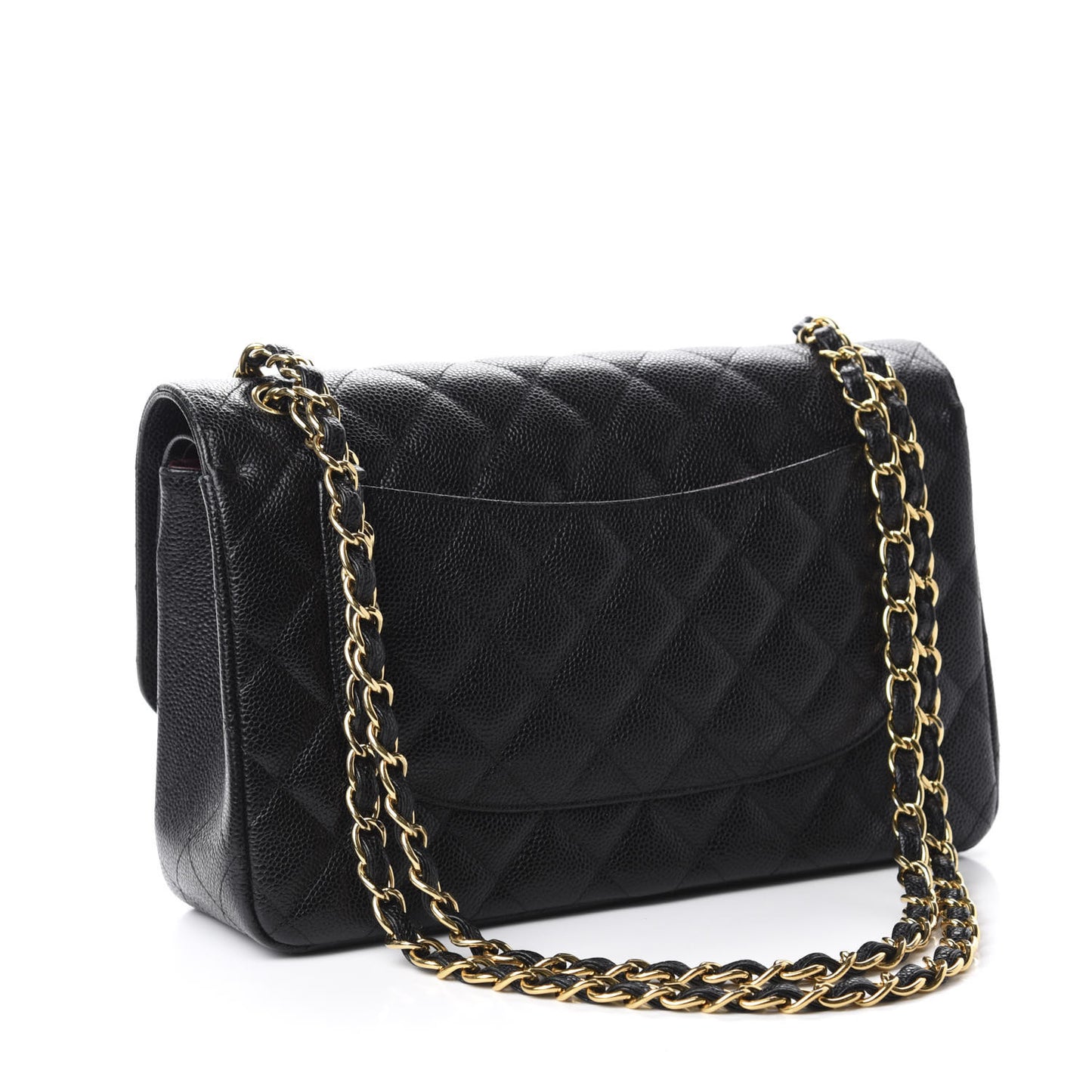 Caviar Quilted Jumbo Double Flap Black
