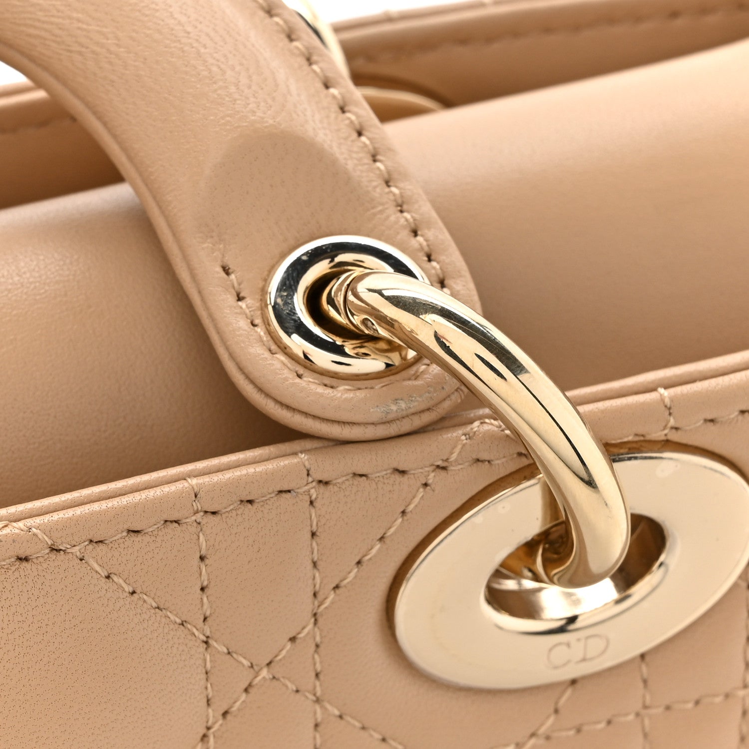 Christian Dior Lambskin Cannage Small Lady D-Joy Biscuit 13 of 14