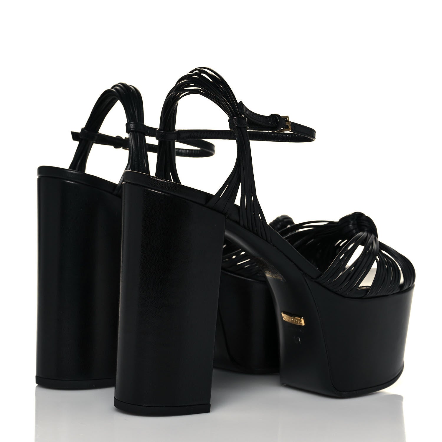 Gucci Malaga Kid Crawford Knotted Strap Platform Sandals 39 Black 4 of 8