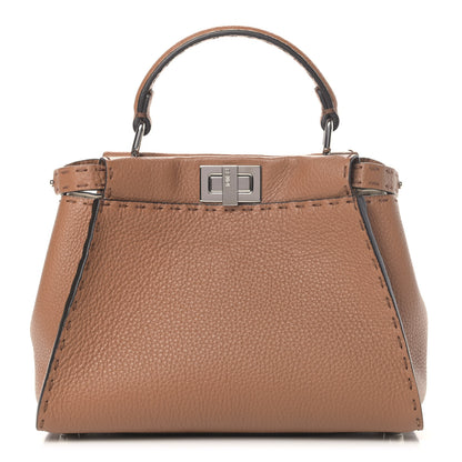 Fendi Cuoio Romano Selleria Bi-Color Mini Peekaboo Iconic Satchel Mou Milk 1 of 5