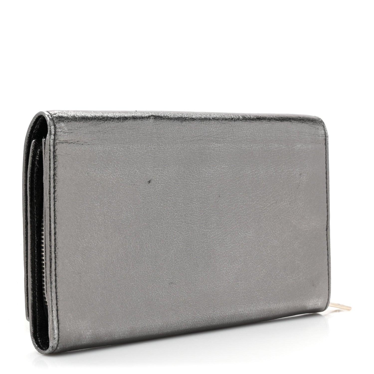 Saint Laurent Metallic Calfskin Monogram Belle De Jour Clutch Silver 3 of 16