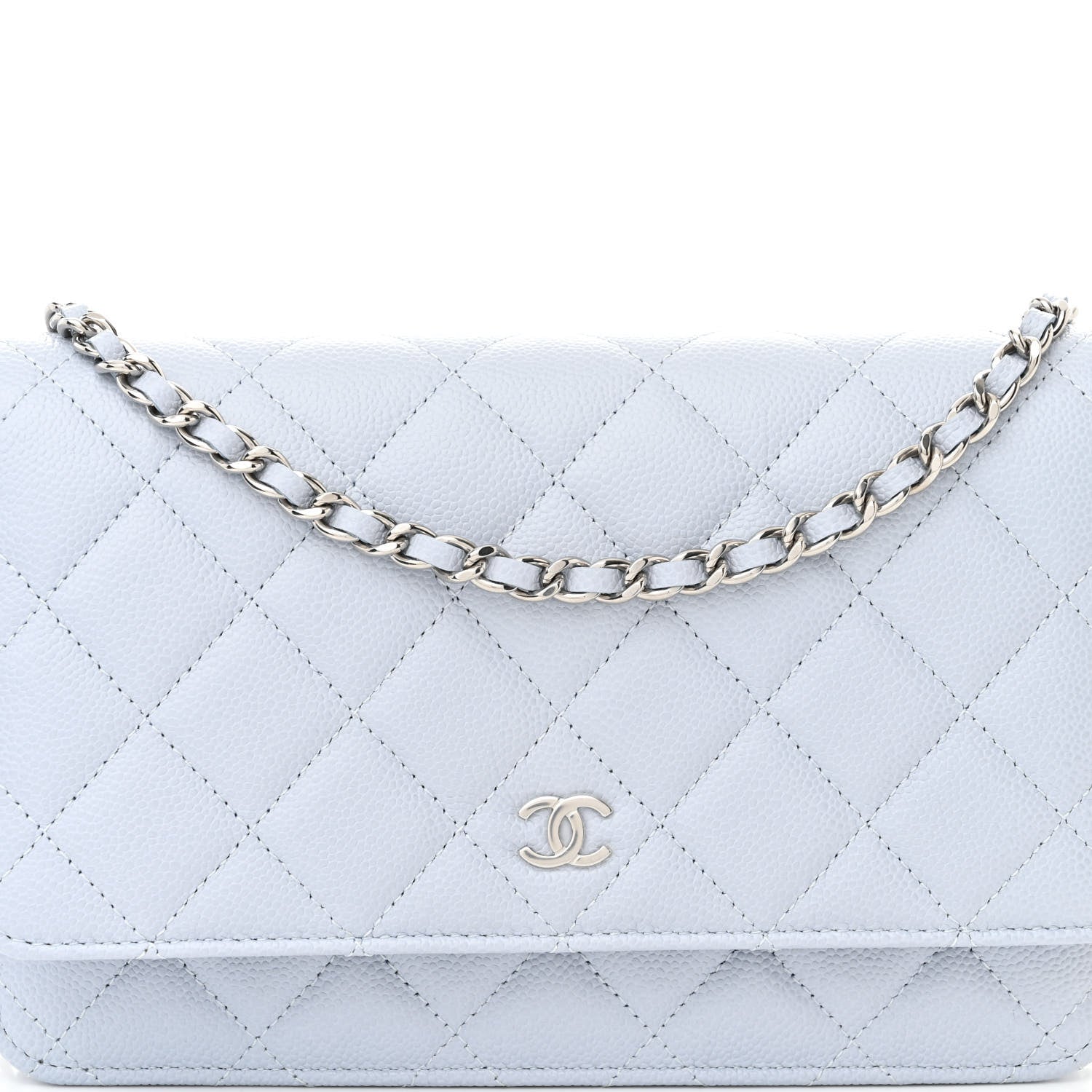 Chanel Caviar Quilted Wallet on Chain WOC Light Blue 9 of 11