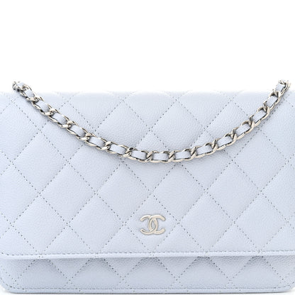 Chanel Caviar Quilted Wallet on Chain WOC Light Blue 9 of 11