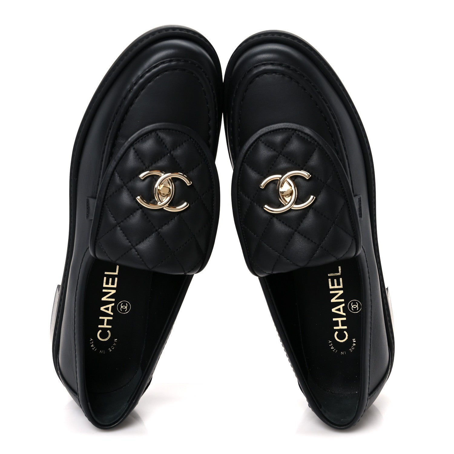 Chanel Lambskin Quilted CC Turnlock Loafers 39 Black 2 of 11