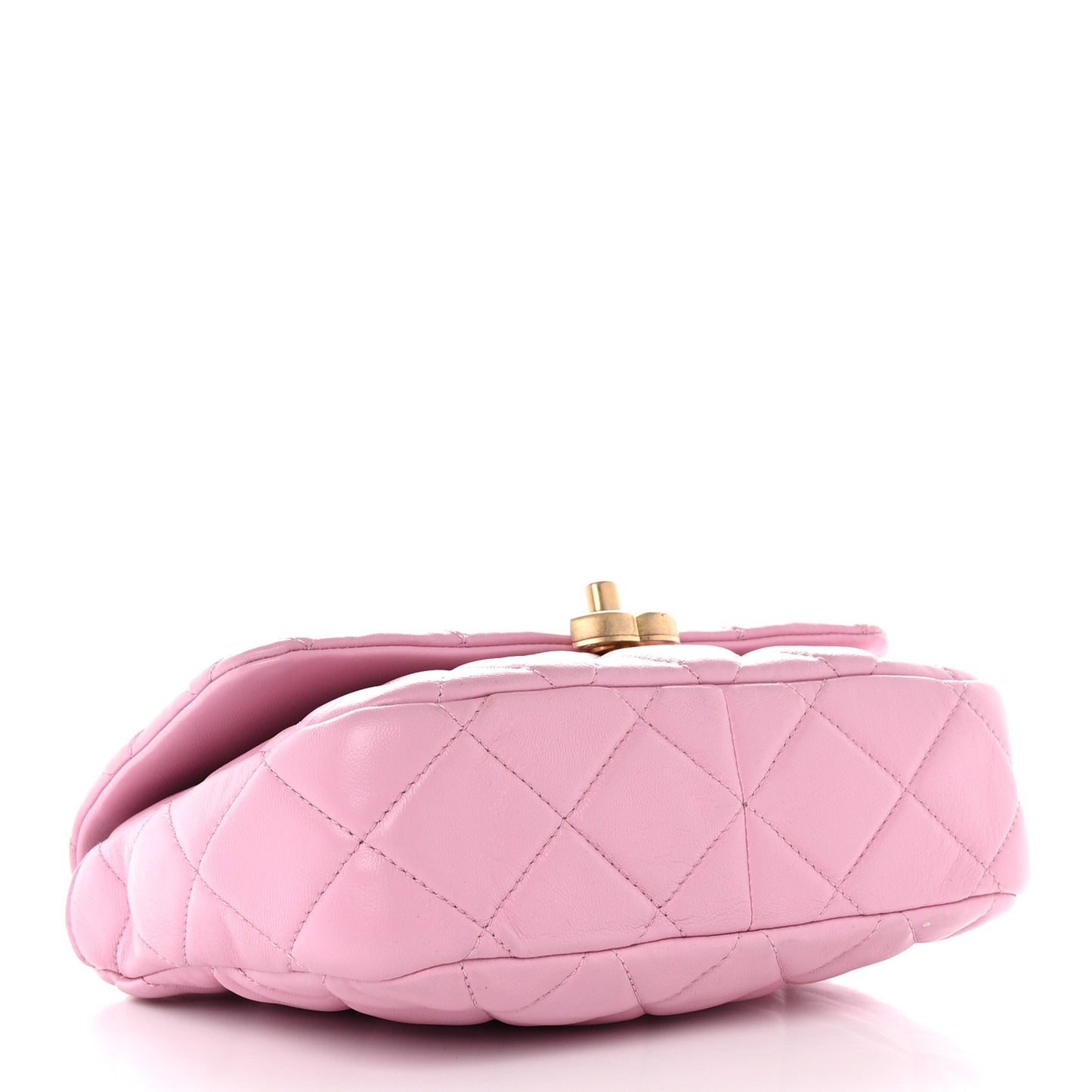 Lambskin Quilted Small Lacquered Chain Flap Pink