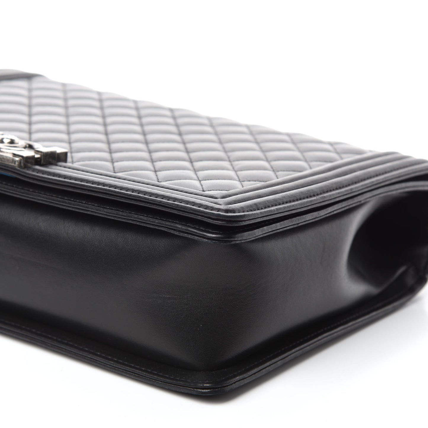 Lambskin Quilted Large Boy Flap Black