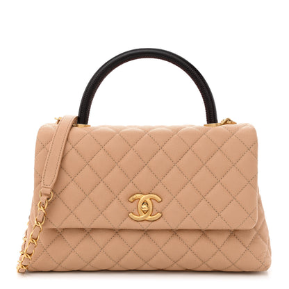 Chanel Caviar Lizard Embossed Quilted Small Coco Handle Flap Beige 1 of 11