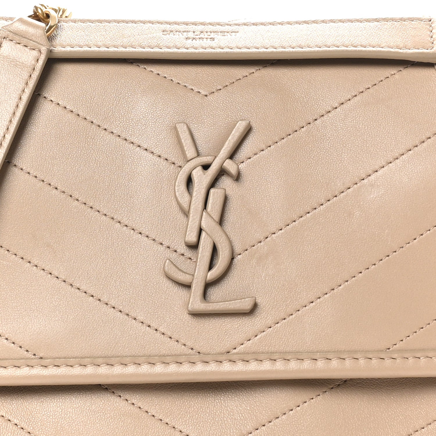 Saint Laurent Lambskin Matelasse Monogram Baby Niki Chain Satchel Dark Beige 8 of 10