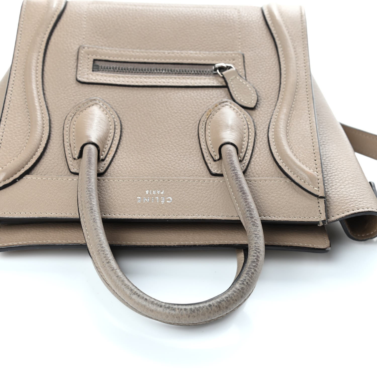 Celine Drummed Calfskin Nano Luggage Dune 8 of 11
