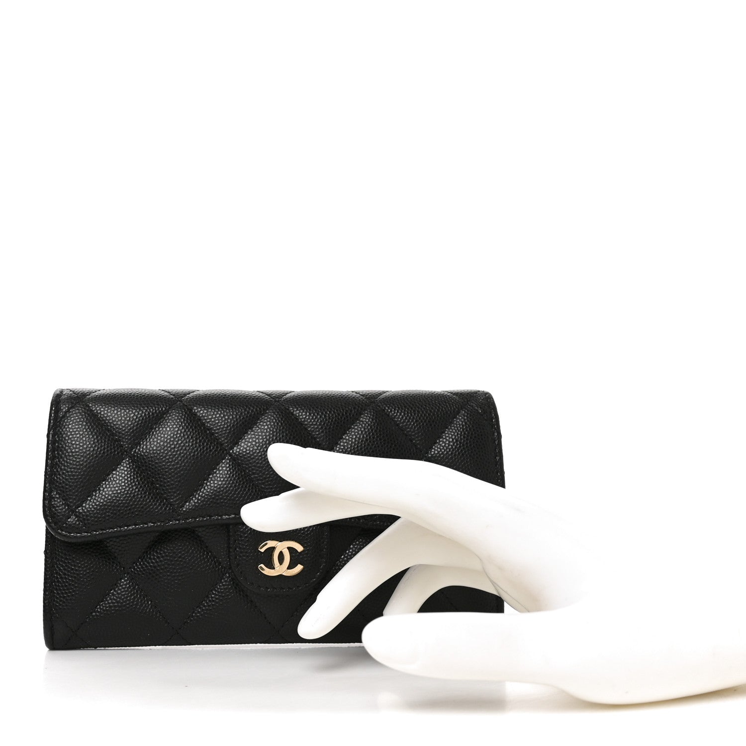 Chanel Caviar Quilted Medium Gusset Flap Wallet Black 2 of 8