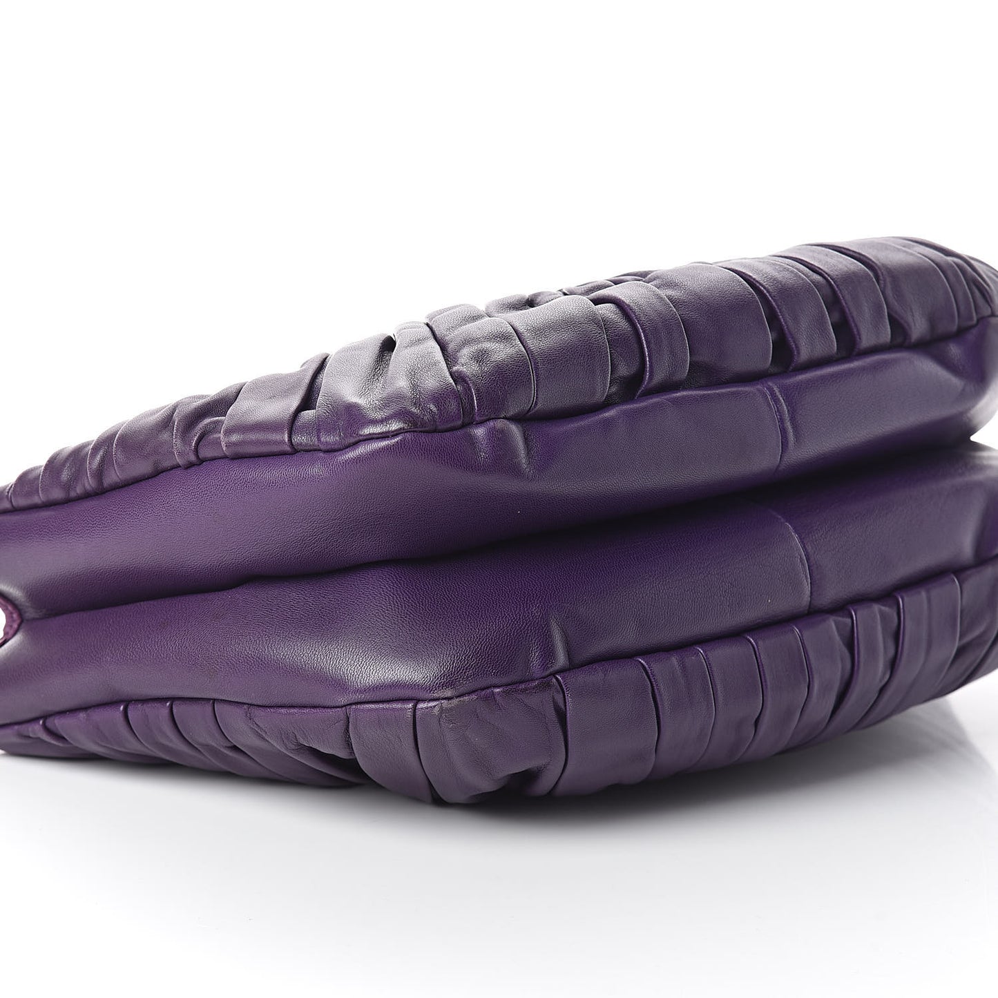 Lambskin Plisse Pleated Basket Tote Bag Violet Fonce