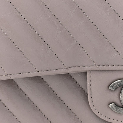 Chanel Crumpled Calfskin Chevron Quilted Small Double Flap Grey 8 of 10