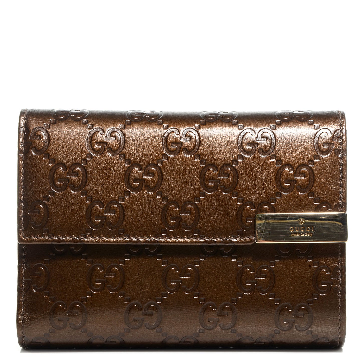 Guccissima Dice Compact Trademark Wallet Bronze