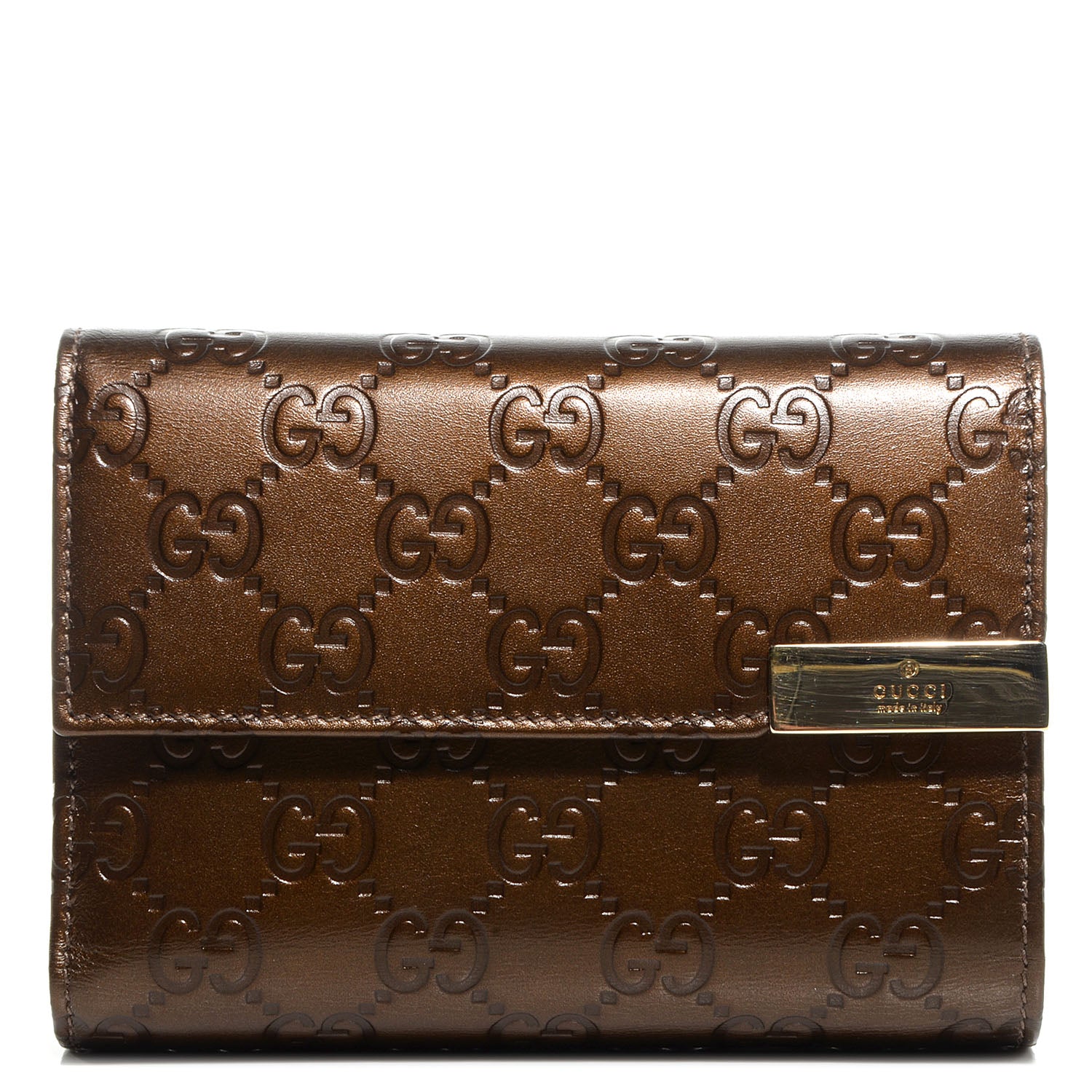 Gucci Guccissima Dice Compact Trademark Wallet Bronze 1 of 8