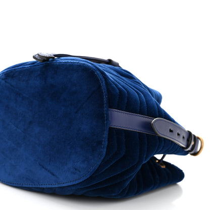 Gucci Velvet Matelasse GG Marmont Bucket Bag Cobalt Blue 10 of 10
