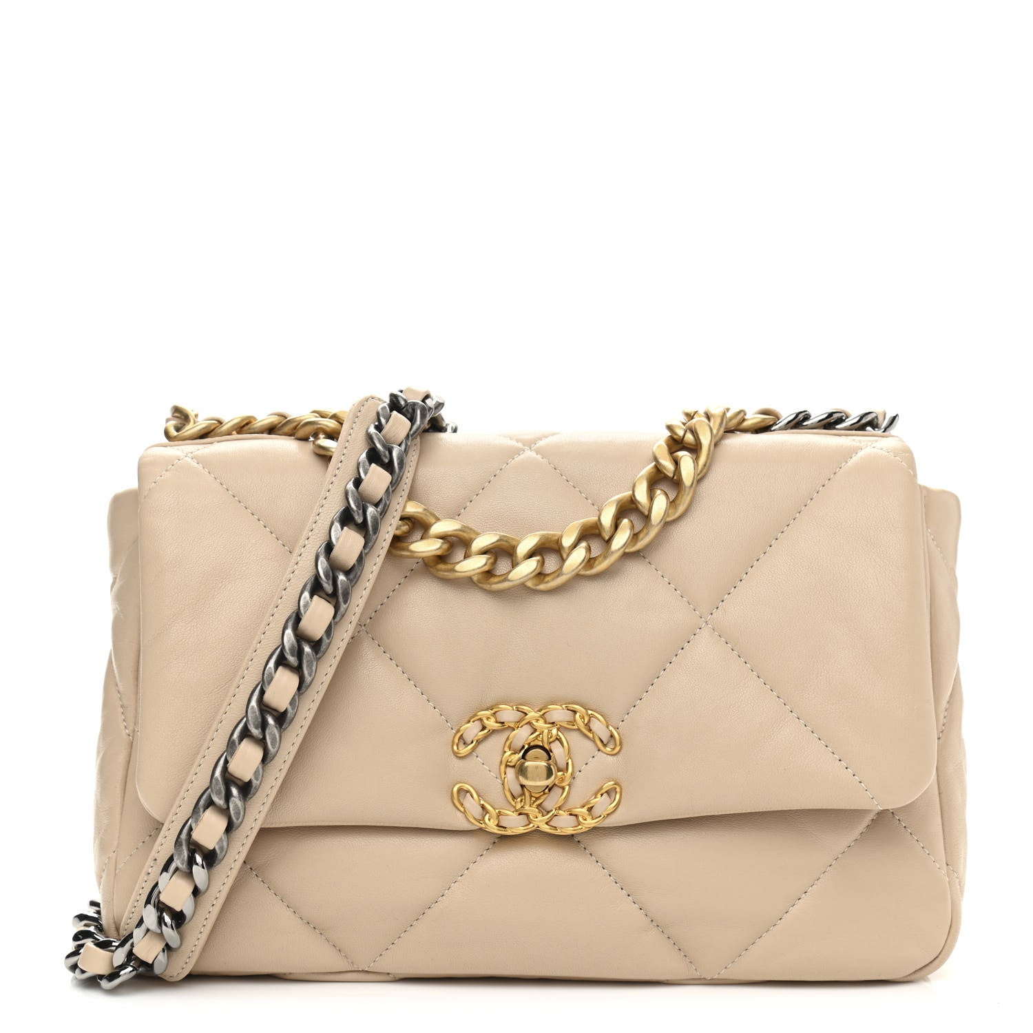 Chanel Lambskin Quilted Medium Chanel 19 Flap Beige 1 of 11
