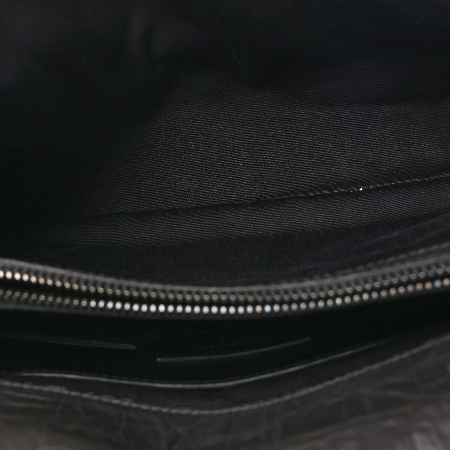 Saint Laurent Calfskin Crocodile Embossed Medium West Hollywood Monogram Fold-Over Grey 5 of 11