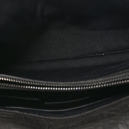 Saint Laurent Calfskin Crocodile Embossed Medium West Hollywood Monogram Fold-Over Grey 5 of 11