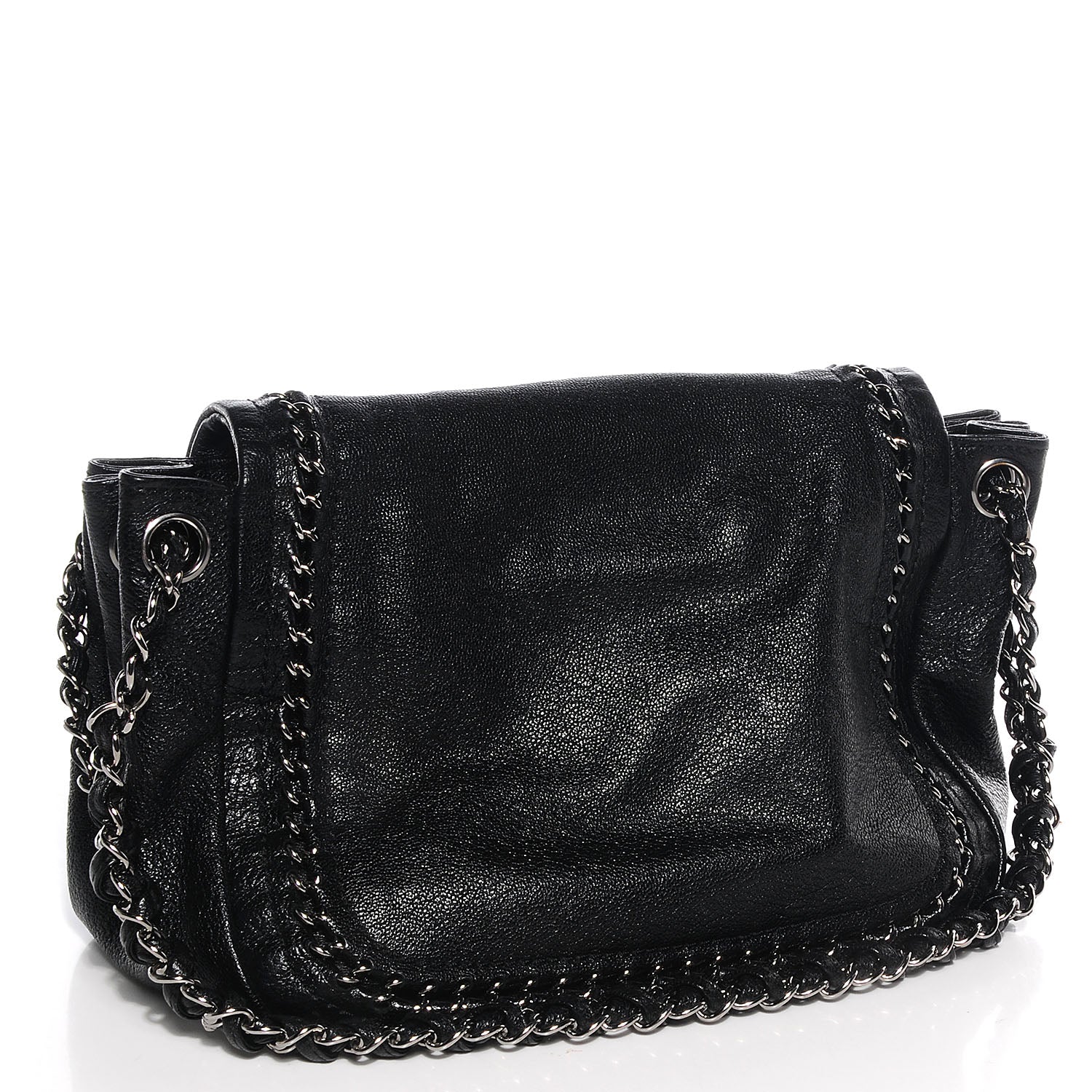 Chanel Metallic Goatskin Luxe Ligne Flap Bag Black 3 of 7