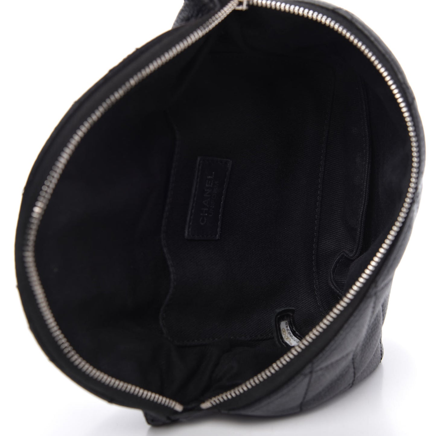 Grained Calfskin Quilted Waist Belt Bag Black