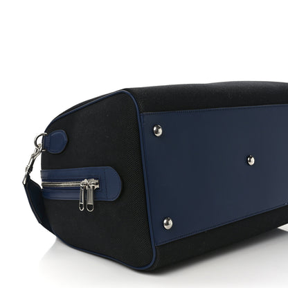 Gucci Canvas Calfskin Gucci Print Logo Large Duffle Bag Blue 6 of 9