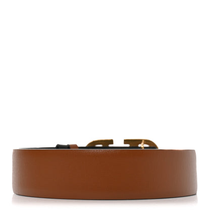 Valentino Garavani Glossy Calfskin VLogo Reversible 30mm Belt 85 34 Saddle Brown Black 2 of 6