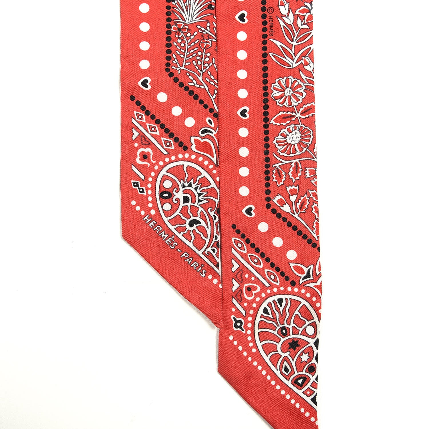 Hermes Silk Entre Ciel Et Mer Twilly Rouge White Black 5 of 5