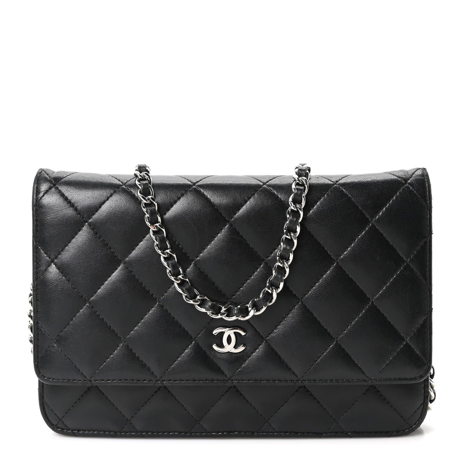Chanel Lambskin Quilted Wallet On Chain WOC Black 1 of 11