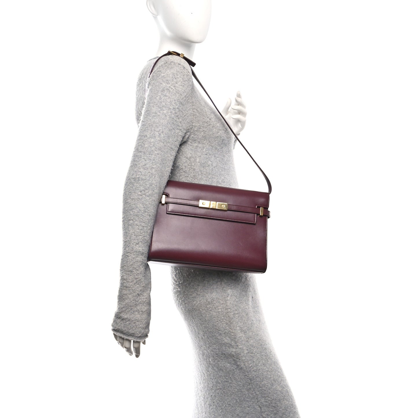 Smooth Calfskin Manhattan Shoulder Bag Rouge Legion