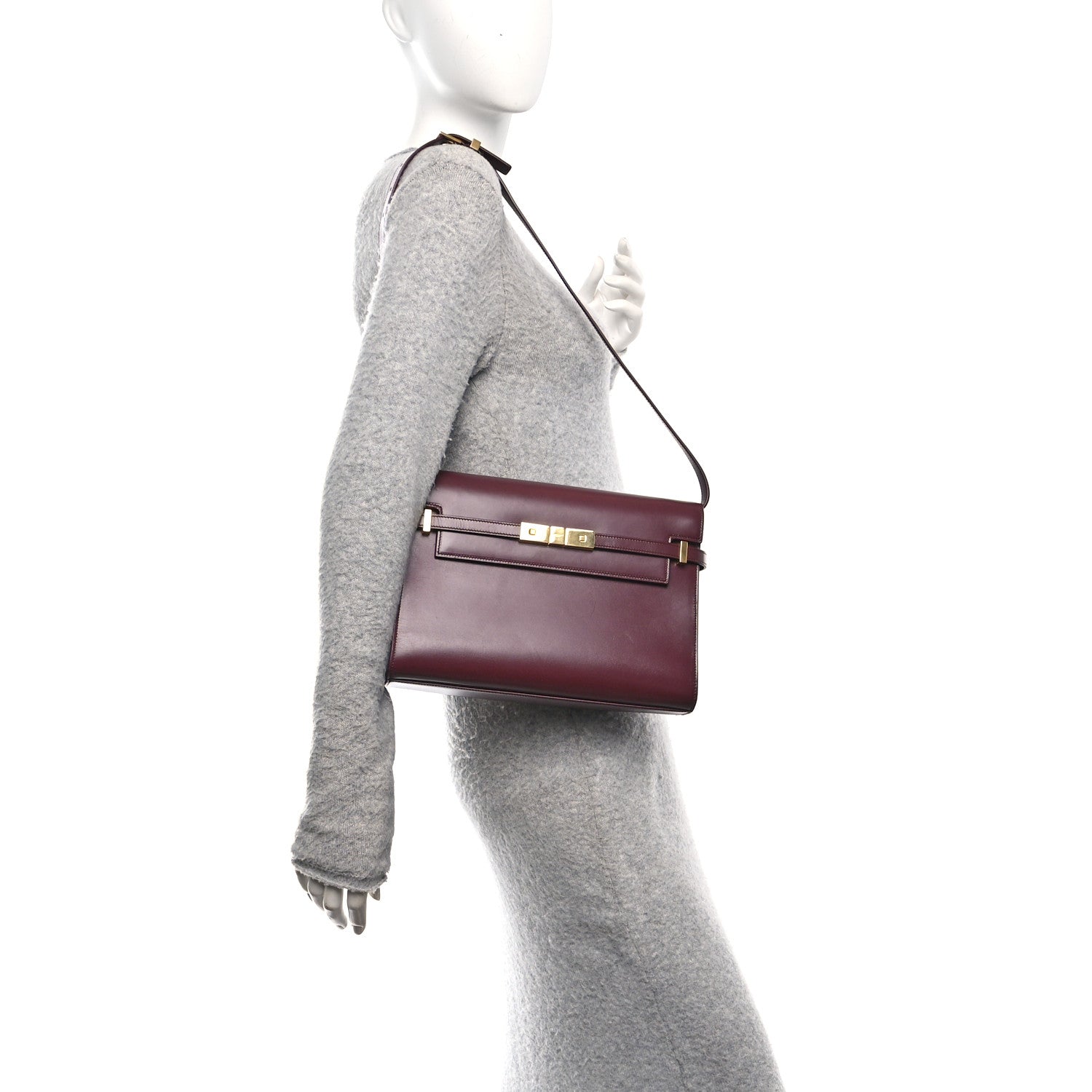 Saint Laurent Smooth Calfskin Manhattan Shoulder Bag Rouge Legion 2 of 13