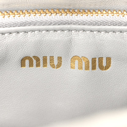 Miu Miu Padded Nylon Quilted Chain Crossbody Flap Bag Grey 5 of 9