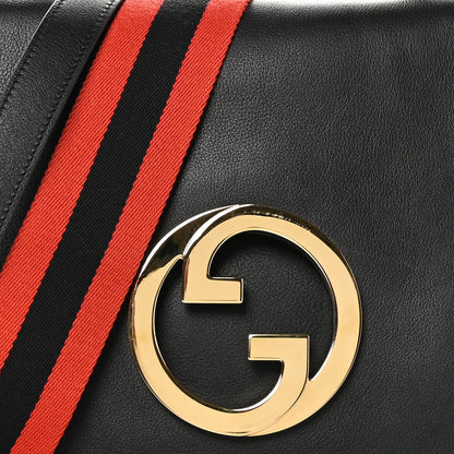 Gucci Roxy Calfskin Web Medium Studded Blondie Shoulder Flap Bag Black 9 of 11