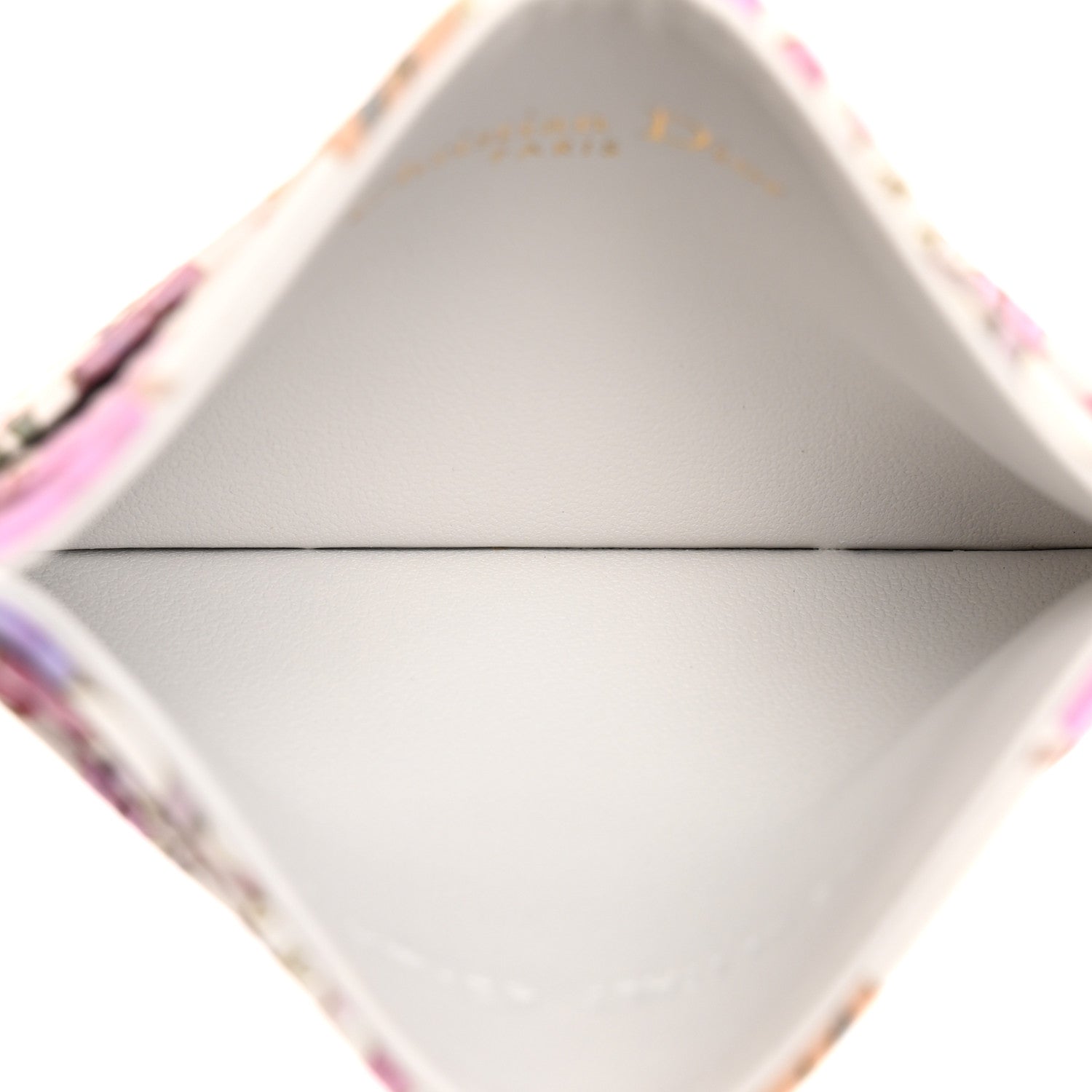 Christian Dior Calfskin Caro Freesia Five-Slot Card Holder White Multicolor 5 of 8