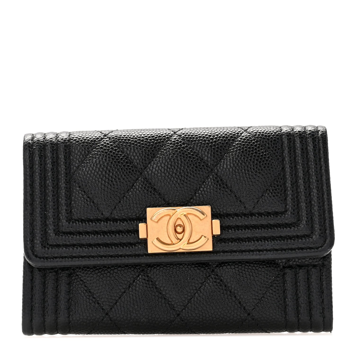 Chanel Caviar Quilted Boy Flap Card Holder Black 1 of 9