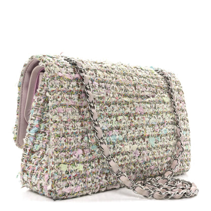 Chanel Tweed Quilted Medium Double Flap Light Pink Multicolor 3 of 13